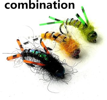 KKWEZVA 30PCS vliegvissen lokken Zwart haken Heldere Huid Materiaal Nimf Spinner Droge Vlieg Insect Aas Forel Vliegvissen vliegt Rood