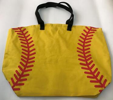 Klaar In Voorraad Honkbal Tote Canvas Tote Softbal Patroon, Tote Baseball Tote Met Magnetische Sluiting geel