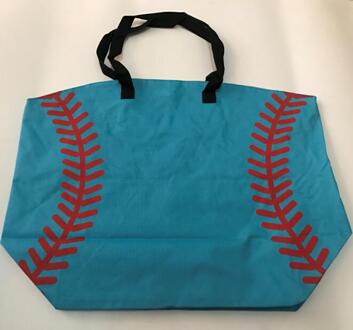 Klaar In Voorraad Honkbal Tote Canvas Tote Softbal Patroon, Tote Baseball Tote Met Magnetische Sluiting licht blauw