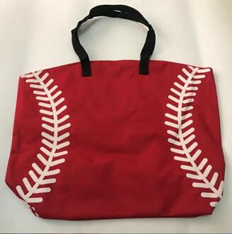 Klaar In Voorraad Honkbal Tote Canvas Tote Softbal Patroon, Tote Baseball Tote Met Magnetische Sluiting rood