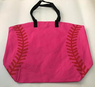Klaar In Voorraad Honkbal Tote Canvas Tote Softbal Patroon, Tote Baseball Tote Met Magnetische Sluiting roze
