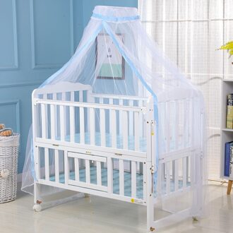 Klamboe Voor Baby Zomer Baby Crib Netto Crib Netting Klamboe Baby Canopy Ronde Bed Luifel Voor Cribs Niet omvatten Houder blauw Edge