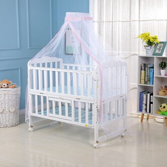 Klamboe Voor Baby Zomer Baby Crib Netto Crib Netting Klamboe Baby Canopy Ronde Bed Luifel Voor Cribs Niet omvatten Houder roze Edge