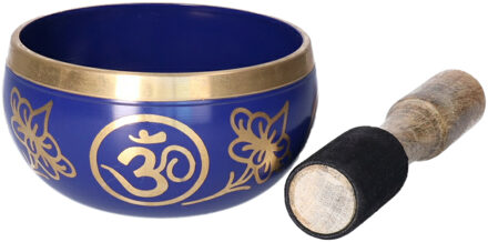 klankschaal met aanstrijkhout - blauw - D12 x H7 cm