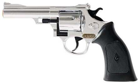 Klappertjes Pistool Denver - 12 Schots Zilver - Grijs