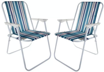 Klapstoel - 2x - multi - 50 x 43 x 75 cm - tot 100 kilo - opvouwbaar - visstoel/campingstoel