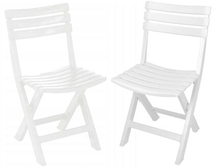 Klapstoel voor buiten/binnen - 2x - wit - 42 x 80 cm - stevig kunststof - Bijzet stoelen