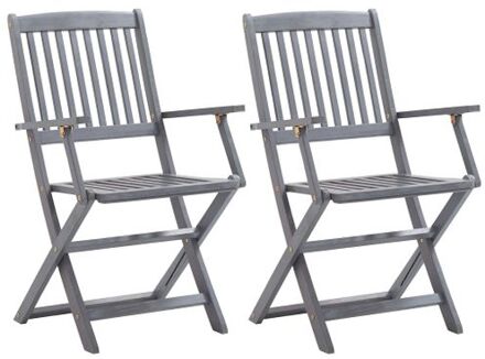 Klapstoelen - Acaciahout - Greywash - 54 x 57 x 91 cm - Levering bevat 2 stoelen Grijs
