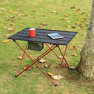 Klaptafel Draagbare Toeristische Picknick Camping Tafels Vouwen Bureau Verstelbare Been Roll Camping Meubels Bbq Bureau 56*42*40Cm rood-size S
