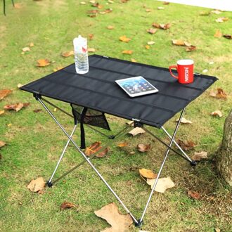 Klaptafel Draagbare Toeristische Picknick Camping Tafels Vouwen Bureau Verstelbare Been Roll Camping Meubels Bbq Bureau 56*42*40Cm zwart-size S