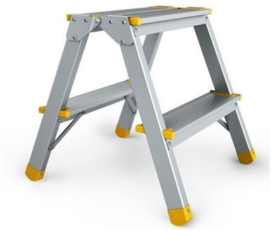 Klaptrapje 2x2-tree - Doe Het Zelf - Klustrappen - Huishoudtrappen - Klussen In Huis Zilverkleurig