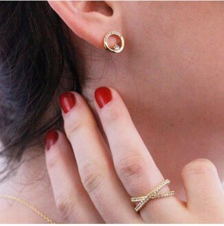 Klarinet oorbellen - Oostenrijks kristal Wit & Goud