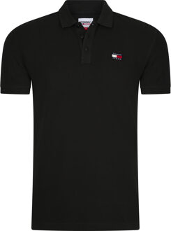 Klassiek Badge Polo Shirt Tommy Jeans , Black , Heren - M