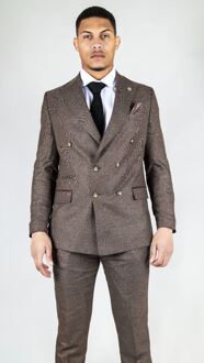 Klassiek bruin 2-delig herenpak met dubbele rij knopen - 40 (Borst)