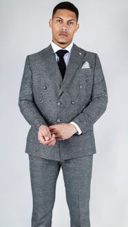 Klassiek grijs 2-delig herenpak met dubbele rij knopen - 40 (Borst)