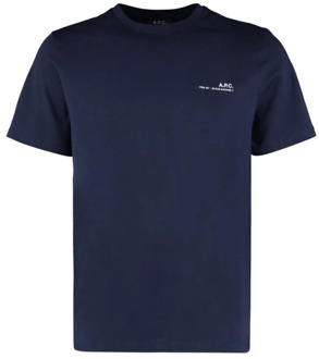 Klassiek Katoenen Crew-Neck T-Shirt A.p.c. , Blue , Heren - 2Xl,M