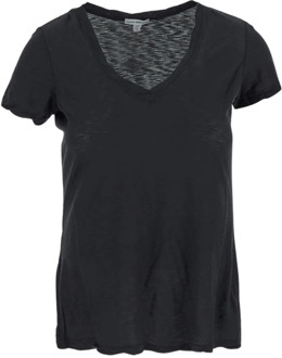 Klassiek Katoenen T-shirt James Perse , Black , Dames - L,M,S,Xs