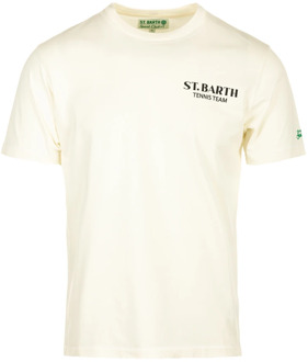 Klassiek Katoenen T-shirt Wit MC2 Saint Barth , White , Heren - 2Xl,Xl,L,M,S