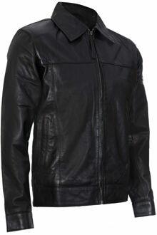 Klassiek leren Harrington-jack uit de jaren 70 Zwart - 2XL