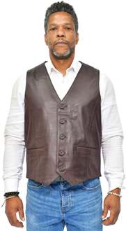 Klassiek leren herenvest-Chester - maat 4XL Bruin