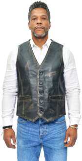 Klassiek leren herenvest-Chester - maat 4XL Zwart