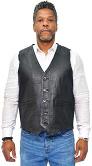 Klassiek leren herenvest-Chester Zwart - 4XL
