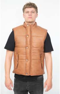 Klassiek leren puffervest voor heren - Nottingham Bruin - 2XL