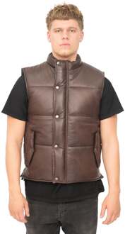 Klassiek leren puffervest voor heren - Nottingham - maat 5XL Bruin