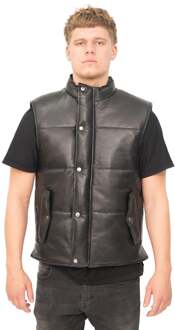 Klassiek leren puffervest voor heren - Nottingham Zwart - XS