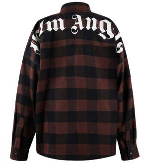 klassiek logo bruin flanellen overshirtjack - maat M