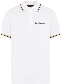 Klassiek Logo Polo Shirt Palm Angels , White , Heren - L,M
