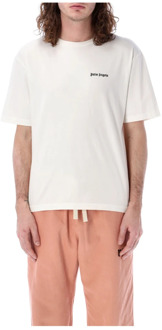 Klassiek Logo Slim T-Shirt Palm Angels , White , Heren - L,M,S,Xs