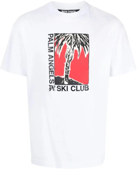 Klassiek Ski Club T-Shirt Palm Angels , White , Heren - Xl,L,M,S