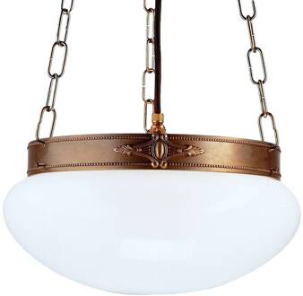 Klassiek uitziende hanglamp Verne messing, wit