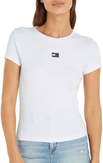 Klassiek Wit Kortemouw T-shirt Tommy Jeans , White , Dames - M,S