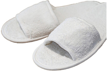 Klassieke badstof pantoffels voor volwassenen met open teen Wit - 42