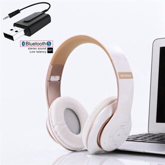 Klassieke Draadloze Hoofdtelefoon Met Mic & Tv Pc Laptop Bluetooth Zender, Of Bluetooth Aux Audio Adapter, telefoon Muziek Helm wit