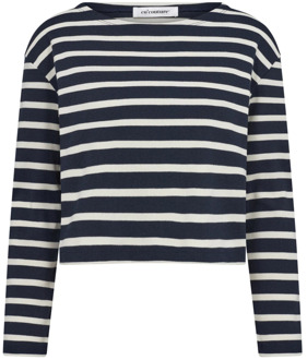 Klassieke Gestreepte Crop Sweatshirt Co'Couture , Blue , Dames - Xl,S,Xs