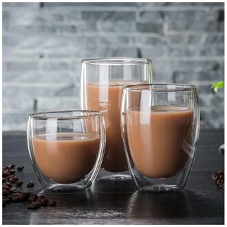 Klassieke Glas Cups Double Wall Koffie Mokken Thee Beker Melk Citroensap Cup Keuken Gadget Decoratie 350ML