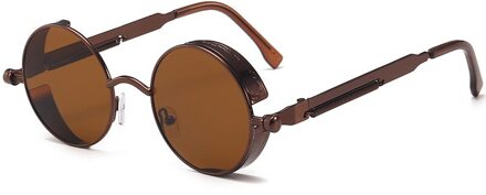 Klassieke Gothic Steampunk Stijl Ronde Zonnebril Mannen Vrouwen Retro Ronde Metalen Frame Kleurrijke Lens Zonnebril