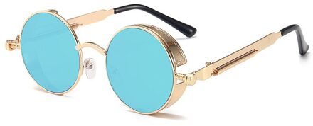 Klassieke Gothic Steampunk Stijl Ronde Zonnebril Mannen Vrouwen Retro Ronde Metalen Frame Kleurrijke Lens Zonnebril