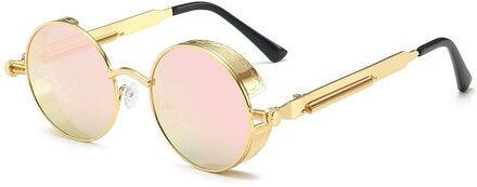 Klassieke Gothic Steampunk Stijl Ronde Zonnebril Mannen Vrouwen Retro Ronde Metalen Frame Kleurrijke Lens Zonnebril