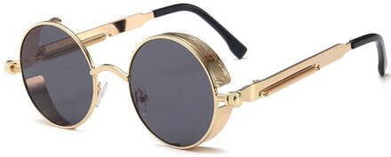 Klassieke Gothic Steampunk Stijl Ronde Zonnebril Mannen Vrouwen Retro Ronde Metalen Frame Kleurrijke Lens Zonnebril