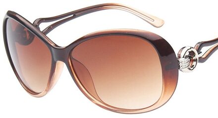Klassieke Gradiënt Zonnebril Vrouwen Vintage Oversized Zonnebril UV400 Oculos De Sol Feminino bruin