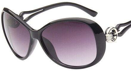 Klassieke Gradiënt Zonnebril Vrouwen Vintage Oversized Zonnebril UV400 Oculos De Sol Feminino zwart grijs