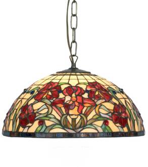 Klassieke hanglamp ELINE 1-lichts Bruin, crème, rood