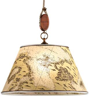 Klassieke hanglamp Nautica 40 cm Crème, gebronsd messing, bruin