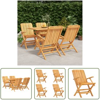 Klassieke Houten Tuinset - 120 x 70 x 75 cm - Massief Teakhout - Inklapbaar Bruin