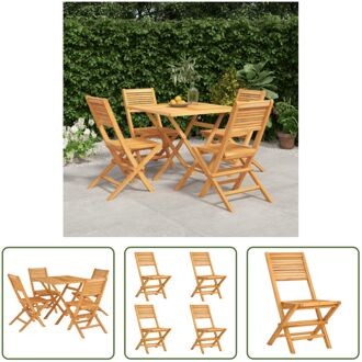 Klassieke Houten Tuinset - Tafel 85x85x76 cm - 4 Inklapbare Tuinstoelen Bruin