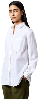 Klassieke Kraag Popeline Katoenen Overhemd Massimo Alba , White , Dames - L,M